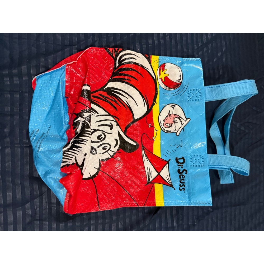Dr Seuss Cat in the Hat Reusable Tote Bag Small Blue Red 2017 VAN00463CL-1016